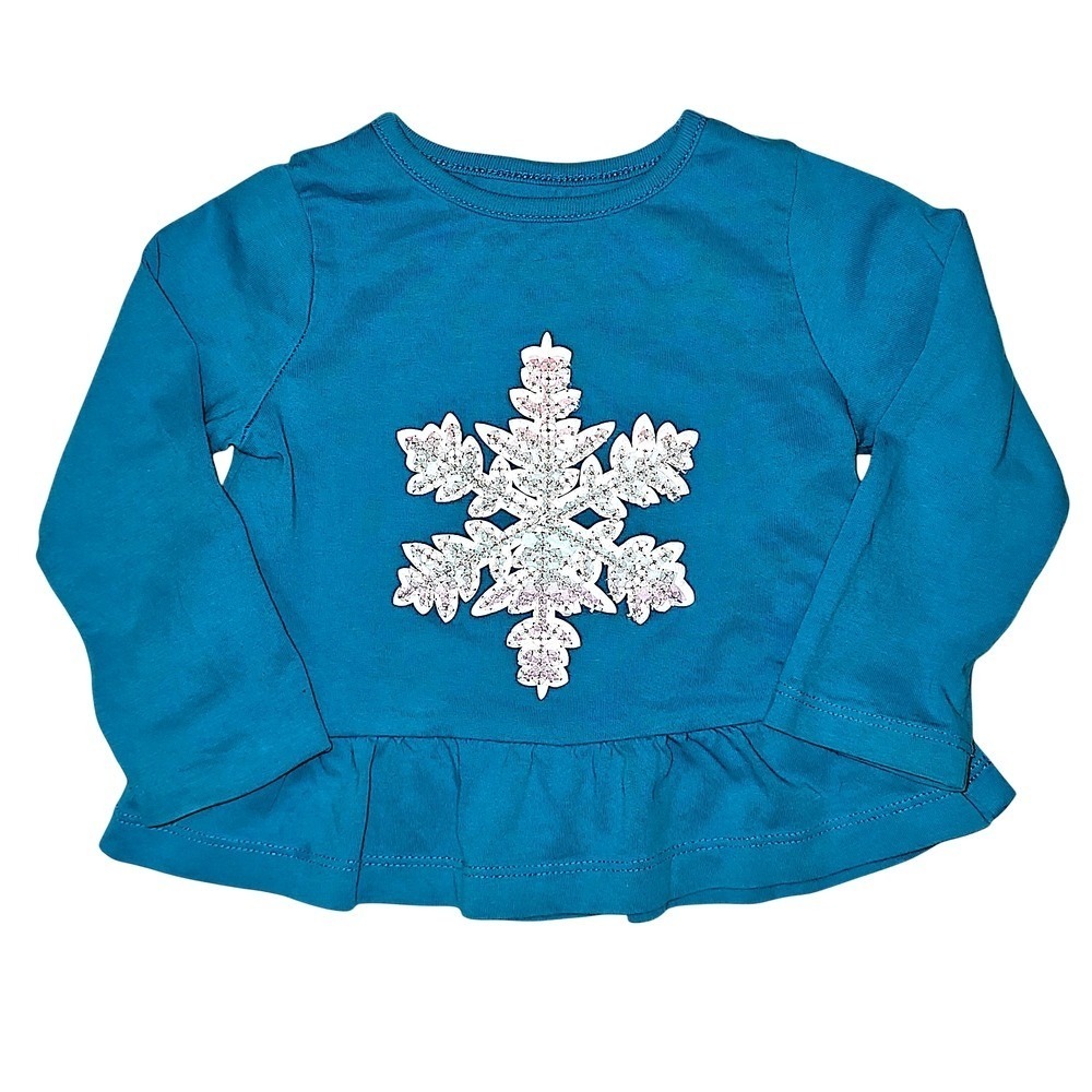 Toddler Peplum Teal Snowflake Long Sleeve Top Falls Creek Kids 18M Winter